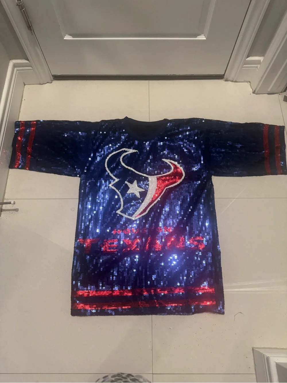 Womens Houston Texans Sequin dress-tunic- Blue & Red